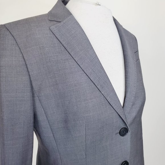 Ann Taylor Blazer Classic Wool Work Career Business Grey 8 - Picture 4 of 12